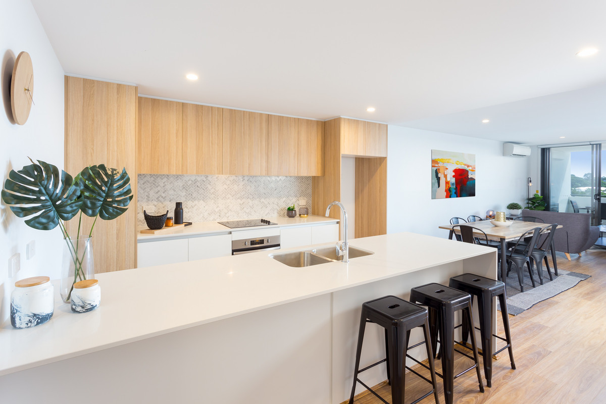A Broad Balcony, Sleek Kitchen and Upmarket Finishes in a Precinct for Fun (BRAND NEW)